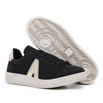 Tenis Preto Escolar com Dourado Resistente e Estiloso Tenis Preto Escolar com Dourado Resistente e Estiloso