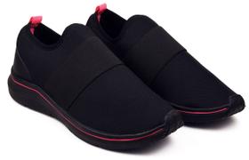 Tênis Preto Feminino Meia Confort Calce Fácil Leve Modar e Sliper On sem Cadarço - Lig Shoes