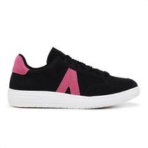 Tenis Preto Feminino Moda com Rosa Fashion Confort