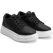 Tenis Preto Feminino Sola Alta Casual Sola Alta Confortavel. Tenis Preto Feminino Sola Alta Casual Sola Alta Confortavel.