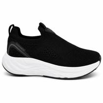 Tênis preto Knit Casual Feminino basico Confortável Via Marte 638