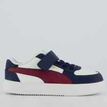 Tênis Puma Caven 2.0 AC + BDP Infantil Branco e Marinho