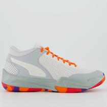 Tênis Puma Court Pro 2 Marble Cinza e Laranja Tênis Puma Court Pro 2 Marble Cinza e Laranja