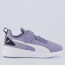 Tênis Puma Flyer Runner Mesh Juvenil Lilás e Branc