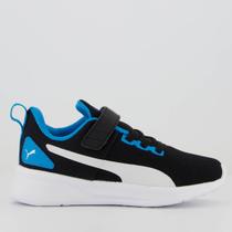 Tênis Puma Flyer Runner Mesh V BDP Juvenil Preto e Azul