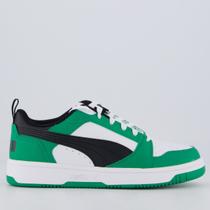 Tênis Puma Rebound V6 Juvenil Branco e Verde Tênis Puma Rebound V6 Juvenil Branco e Verde