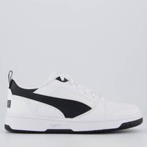 Tênis Puma Rebound V6 LO Jr. Juvenil Branco e Preto