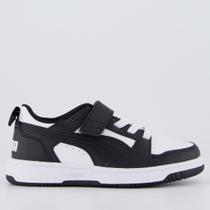 Tênis Puma Rebound V6 LO Juvenil Branco e Preto Tênis Puma Rebound V6 LO Juvenil Branco e Preto