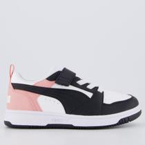 Tênis Puma Rebound V6 LO Juvenil Rosa e Preto Tênis Puma Rebound V6 LO Juvenil Rosa e Preto