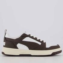 Tênis Puma Rebound V6 Low Branco e Marrom
