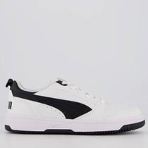 Tênis Puma Rebound V6 Low Branco e Preto Tênis Puma Rebound V6 Low Branco e Preto