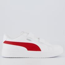 Tênis Puma Rickie Classic V PS Infantil Branco e Vermelho Tênis Puma Rickie Classic V PS Infantil Branco e Vermelho