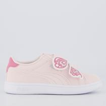 Tênis Puma Smash 3.0 Juvenil Rosa e Branco Tênis Puma Smash 3.0 Juvenil Rosa e Branco