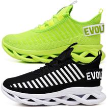 Tênis Respiravel E Confortavel Feminino -2 Pares Preto Verde Tênis Respiravel E Confortavel Feminino -2 Pares Preto Verde