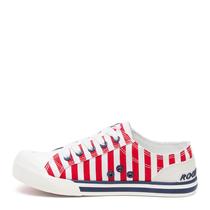 Tênis Rocket Dog Jazzin feminino vermelho/azul marinho de algodão Tênis Rocket Dog Jazzin feminino vermelho/azul marinho de algodão