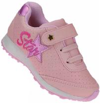 Tênis Rosa com Estrela 3D Infantil Menina Feminino Rosa - Club Happy