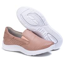 Tênis Sapatênis Casual Feminino Slip em Couro