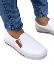 Tênis Sapatênis Feminino Casual Sapatilha Slip On Com Zíper