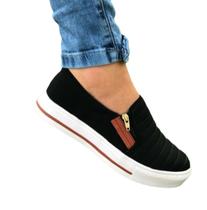 Tênis Sapatênis Feminino Casual Sapatilha Slip On Com Zíper