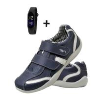 Tênis Sapatenis Infantil Masculino Polo Blu Kit Tênis + Relógio com tiras autocolantes Tam.25 ao 36 Resistente Tênis Sapatenis Infantil Masculino Polo Blu Kit Tênis + Relógio com tiras autocolantes Tam.25 ao 36 Resistente