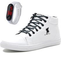 Tênis Sapatênis Masculino Cano Alto + Pulseira Relógio Tênis Sapatênis Masculino Cano Alto + Pulseira Relógio