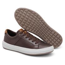 Tenis Sapatenis Masculino Casual Em Couro e Palmilha em Gel Confortável Lançamento 004 Ref 6205 TR