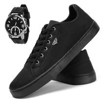 Tenis sapatenis masculino casual social cadarço confortavel 37 ao 44 + RELOGIO