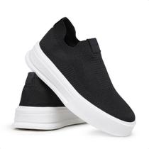 Tênis Sapatênis Masculino Knit Meia Confortável Preto