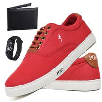 Tênis Sapatenis Masculino Polo Blu Casual Lançamento Kit com Carteira e Relógio Digital-7700 K002