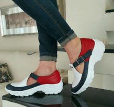 Tênis Sapatilha Moderno Em Couro Modelo Boneca Sola Plataforma Tênis Sapatilha Moderno Em Couro Modelo Boneca Sola Plataforma