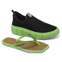 Tênis Sapatilha Tratorado Levinho Solado Colorido + Chinelo - Verde Tênis Sapatilha Tratorado Levinho Solado Colorido + Chinelo - Verde