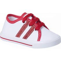 Tenis Sapatinho de sola Bebe Com cadarço Glitter Faixa