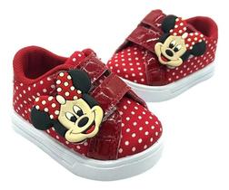 Tênis Sapatinho Infantil Bebê Miney Com Bolinhas Vermelho