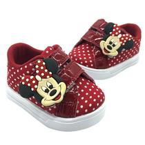 Tênis Sapatinho Infantil Bebê Miney Com Bolinhas Vermelho Tênis Sapatinho Infantil Bebê Miney Com Bolinhas Vermelho