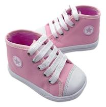 Tênis Sapatinho Infantil Cano Alto Stars Rosa Bebê Menina Tênis Sapatinho Infantil Cano Alto Stars Rosa Bebê Menina