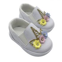 Tênis Sapatinho Infantil Menina Menino Unissex Unicórnio Branco Para Bebês