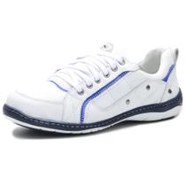 Tênis Sapato Casual Masculino Silva&Silva 2020 Branco Azul Couro