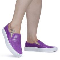 Tênis Sapato Feminino Slip On Original Roxo Croco Confort