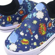 Tênis Sapato Infantil Escolar Calce Facil Leve Confortável Azul