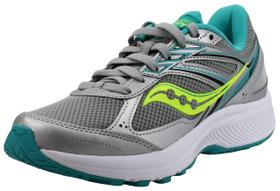 Tênis Saucony Cohesion 14 Feminino para Corrida Cinza e Verde Água