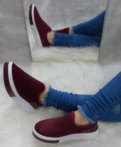 Tenis Shoes Feminino Slip-on Calce Facil Sneaker Marsala 35