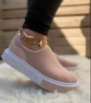 Tenis Shoes Feminino Slip-on Calce Facil Sneaker Nude 34