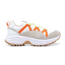 Tenis Skeaker Feminino Casual Orange Ice Couro Legitimo