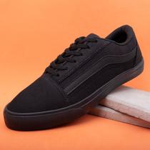 Tênis Skool Masculino e Feminino Cano Baixo old Skate Preto/Preto Vanscy