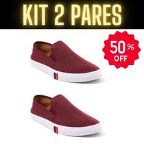 Tênis Slip On 2 Pares Feminino Masculino Casual Confortável Leve e Macio Estilo Básico Dia a Dia