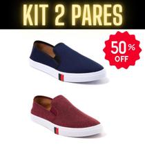 Tênis Slip On 2 Pares Feminino Masculino Casual Confortável Leve e Macio Estilo Básico Dia a Dia Tênis Slip On 2 Pares Feminino Masculino Casual Confortável Leve e Macio Estilo Básico Dia a Dia