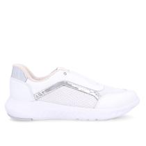 Tênis Slip On Branco Couro Detalhe Prata