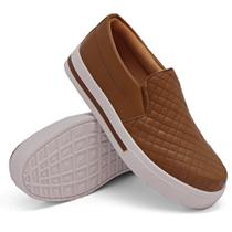 Tenis Slip On Casual Amanda Block Detalhe Textura Matelasse com Sola Alta