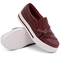 Tenis Slip On Casual Autem Originals Detalhe Tiras com Nó Lateral Sola Alta Reta