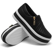 Tênis Slip On Casual Dk Shoes com Ziper Lareral e Sola Borracha com Listras